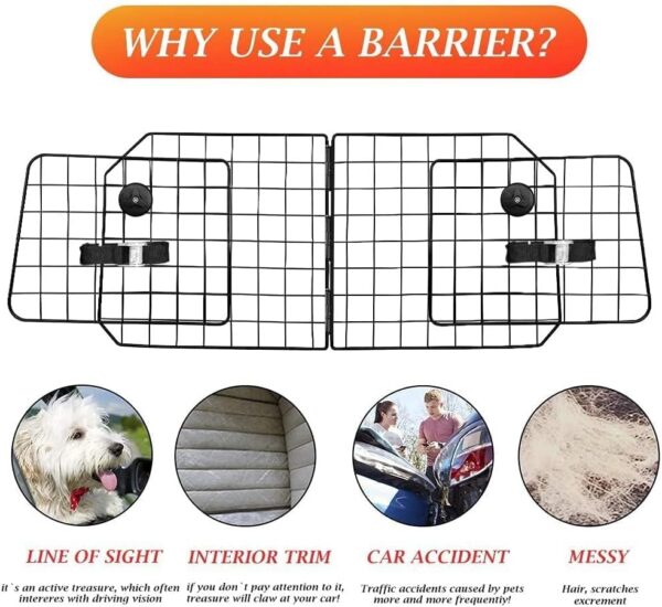 Urban Deco Car Headrest Dog Guard For Dog Car Barriers Adjustable Pet Travel Dog Barrier Mesh Dog Guard For SUV, Car Vehicle (Black). - Image 7