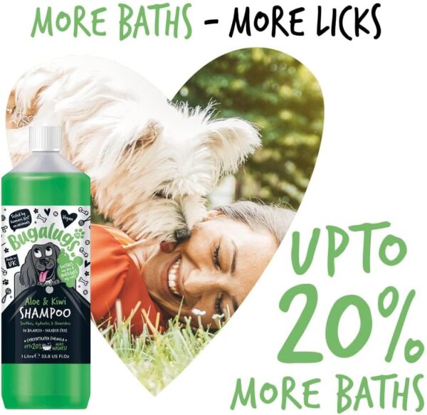 BUGALUGS Dog Shampoo - Soothing Aloe & Kiwi dog pet grooming shampoo & conditioner products for smelly dogs with tropical fragrance, best puppy sensitive skin shampoo (1 Litre) - Image 6