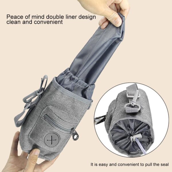 Anwangda Dog Treat Pouch Bag, Dog Treat Bag with Poop Bag Dispenser & Collapsible Travel Pet Bowl, Adjustable Dog Training Treat Pouches, Dog Walking Bag for Women Men(Grey) - Image 3