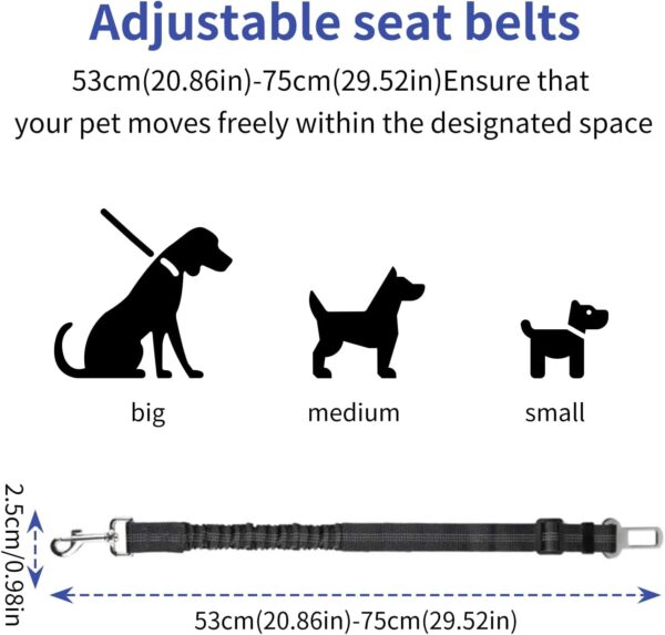 Dog Car Seat Belt, Black Dog Seat Belts for Cars UK - Safety Harness for Dogs - Adjustable Seatbelt Clip Lead - Secure Travel Restraint for Pets - Image 2