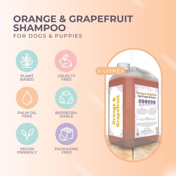 Peanut & Pickle - Orange & Grapefruit Dog & Puppy Shampoo - Cleansing for All Breeds - Gentle Care & Fresh Fragrance – 5L - Image 2