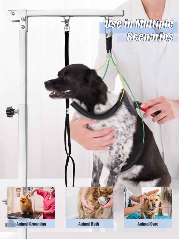 Kalolary Pet Grooming Arm with Clamp, Dog Grooming Loop Noose & Two No Sit Haunch Holder, 38 Inch Height Adjustable Grooming Arm for Large and Small Dogs Silver - Image 7