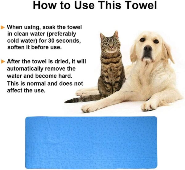 DIQC Pet Towels Quick Drying Dog Grooming Towels Anti-bacteria Super Absorbent Dog Shammy Towel Blue PVA Synthetic Chamois Cloth for Small Medium Animal Daily Use Outdoor Indoor 85 * 33 cm - Image 4