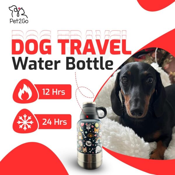 Pet2Go Dog Travel Water Bottle (32 oz) & Treat Set with Portable Collapsible Bowls, On-The-Go Hydration Dispenser Kit, Essential Dog Walking Accessories, Outdoor Dog Beach Gear (Grey) - Image 5