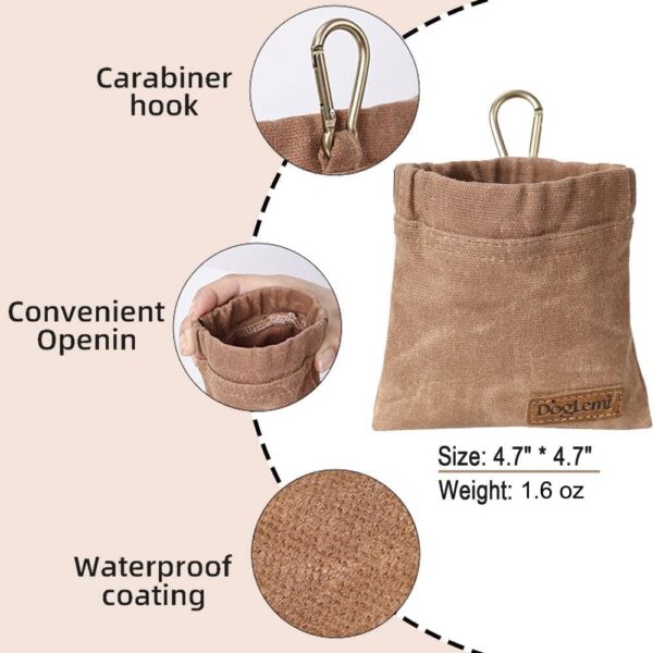 Dog Treat Bag, Puppy Dog Training Pouch Hands-Free Walking Dog Treat Pouch, Includes Carabiner, for Pet Puppy Travel or Outdoor Use (Brown) - Image 2