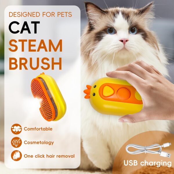 QSMYUYE Steam Cat Brush, 3 In 1 Steam Cat Grooming Brush Self Cleaning Steam Brush for Cats, Pet Steam Brush Cat with Spray Massage Hair Removal, Cat Steam Brush for Removing Tangled and Loosse Hair - Image 6