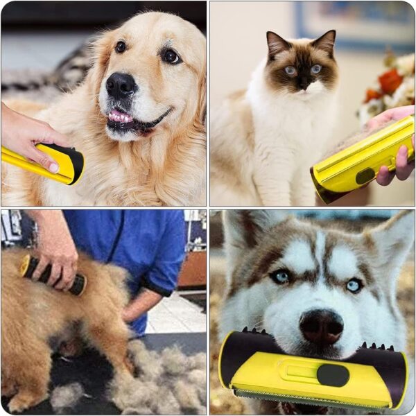 3-in-1 Undercoat Hair Brush, Reusable Pet Hair Remover, Deshedding Trimmer Tool, Pet hair Grooming Comb, Fur care dog brush, Depilatory Roller for Dogs, Cats and all pet hair types. (Yellow) - Image 7