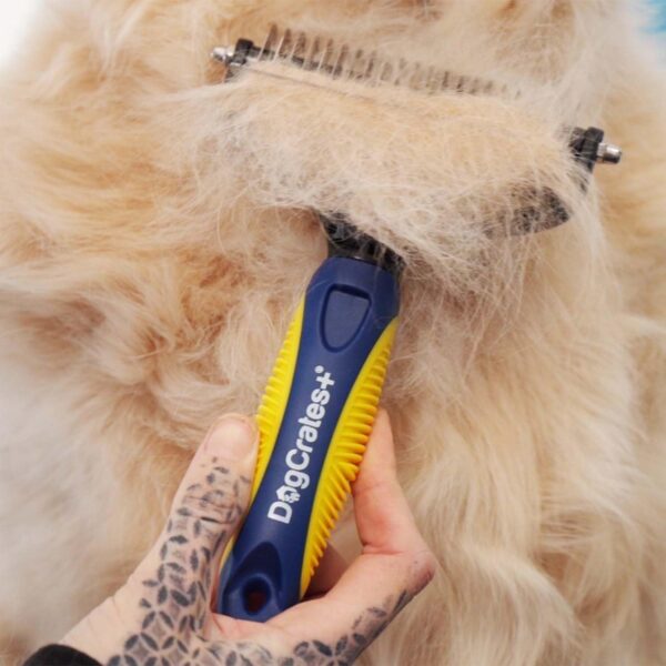 DogCrates+ 2-in-1 Undercoat Rake and Deshedding Brush for Dogs and Cats, Grooming Brush for Removing Loose Undercoat, Double-Sided Pet Brush - Image 4