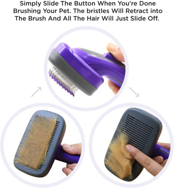 Hertzko Self Cleaning Slicker Brush - Ultimate Cat and Dog Grooming Solution - Ideal for Shedding, Short and Long Haired Cats and Dogs - Perfect Pet Hair Brush for Grooming and Brushing Needs - Image 3