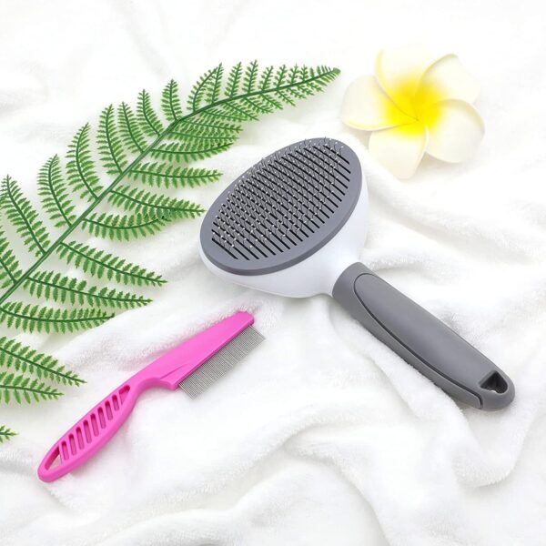 Cat Brush for Shedding and Grooming, Pet Self Cleaning Slicker Brush with Cat Hair Comb by ZITSMS(Grey) - Image 7