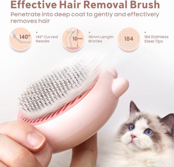 Cat Brush Dog Brush for Grooming, Baytion Self Cleaning Slicker Pet Brush for Short or Long Haired Cats Puppy Kitten Massage to Remove Loose Undercoat, Mats, Tangled Hair and Shed Fur - Image 3