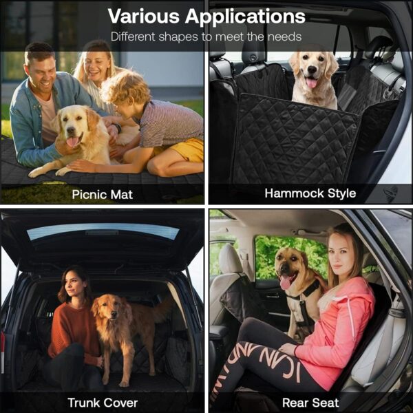 ADOV Dog Car Seat Cover, Waterproof Nonslip Back Seat with Seat Belt, Heavy Duty Anti-Scratch Pet Travel Crate/Hammock With Side Protection, Soft Padded Mat for Most Cars, Trucks, SUVs - 135x142cm - Image 7