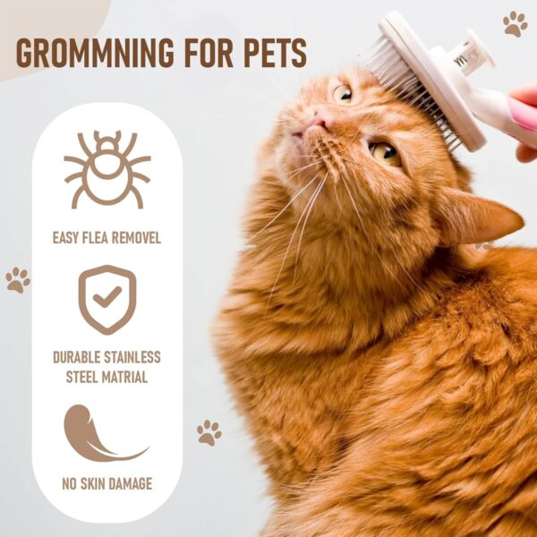 Cat Brush Dog Brush Grooming Set - Slicker Brushes for Dogs/Cats - Pet Self Cleaning Cat Comb with Release Button for Long & Short Hairs Kittens Smooth Handle Tangle Free Design Massaging Tool - Image 4