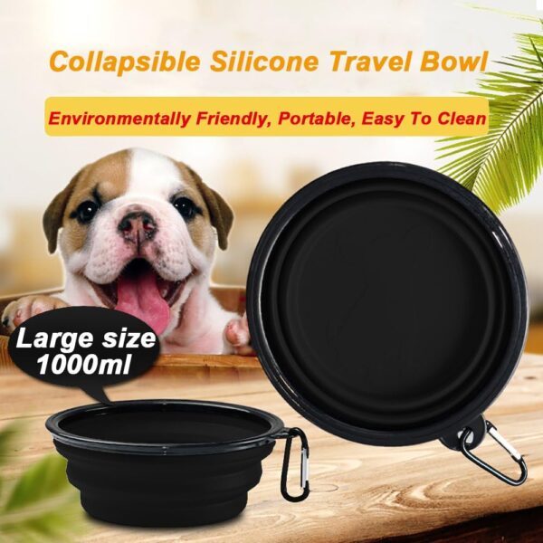 HINMAY Large Silicone Collapsible Dog Bowls Foldable Pet Dog Cat Food Water Bowl, Pack of 2 (Yellow+Black) - Image 4