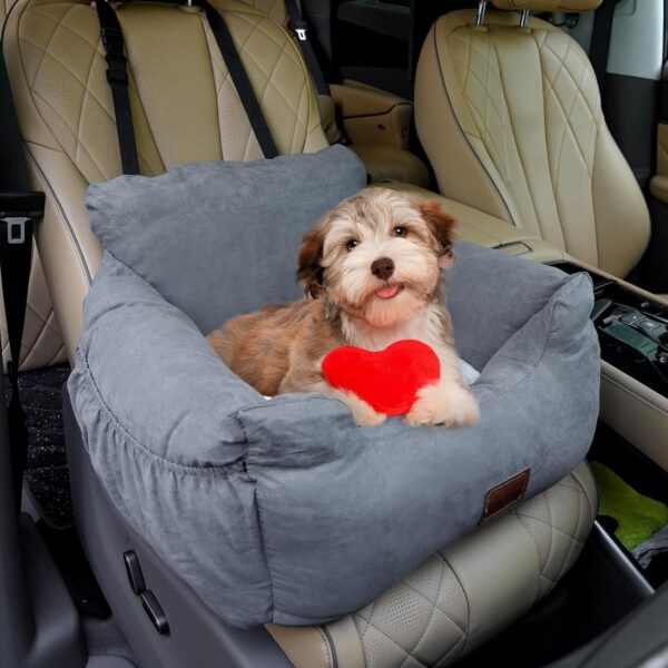 Dog Car Seat with Safe Belt Washable and Stain Resistant 2 in 1 Pet Booster Seat for Small and Medium Dogs Cats Super Soft PP Cotton Travel Safety Pet Car Seat with Storage Bag and Harness Strap - Image 7