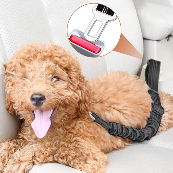 Adjustable Dog Car Seat Belt Harness, Pet Safety Belt with Elastic Strap, Dog Car Harness for Travel, Black, 20in-29in long - Image 6