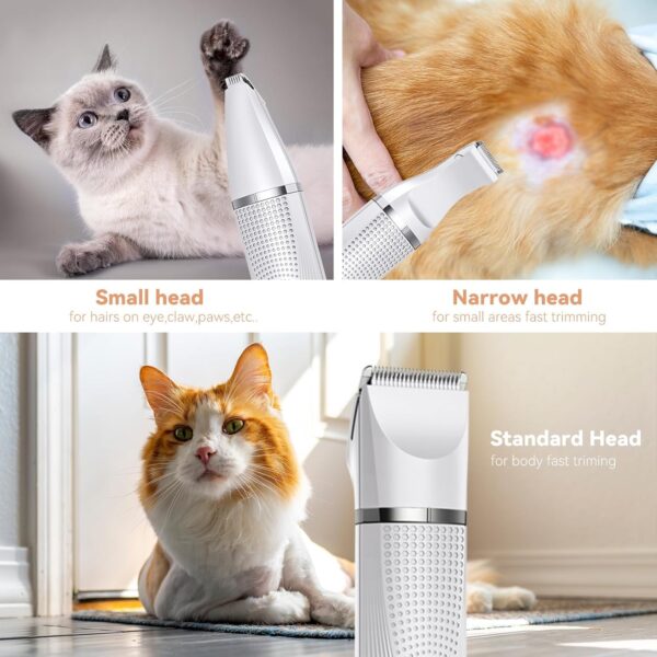 Bautrium Cat Grooming Clippers Kit, Low Noise Cat Shaver for Matted Fur Claw - Paw Trimmer for Dogs with Stainless Steel Scissors Combs & USB-C Charging Cable - Image 3