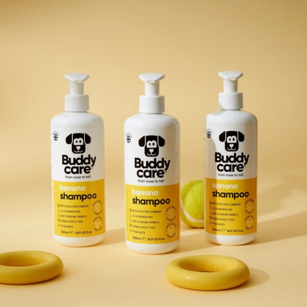 Banana Dog Shampoo by Buddycare | Deep Cleansing Shampoo for Dogs | Banana Scented | With Aloe Vera and Pro Vitamin B5 (500ml) - Image 3