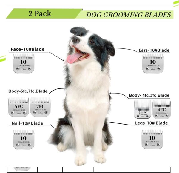 Detachable Pet Dog Grooming Clipper Ceramic Blades，Size 3-3/4FC Cut Length 1/2"(13mm) Replacement Blades Compatible with Andis Dog Clippers，Compatible with Wahl/Oster A5, KM Series Clippers,2 Pack - Image 2