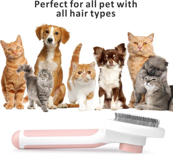 Baytion Pet Grooming Brush, Cats Dogs Brushes for Long Haired & Short Hair, Supple Stainless Steel Bristles Quick Cleaning of the Brush to Remove Tangles Dead Undercoat and Dirt - Image 9