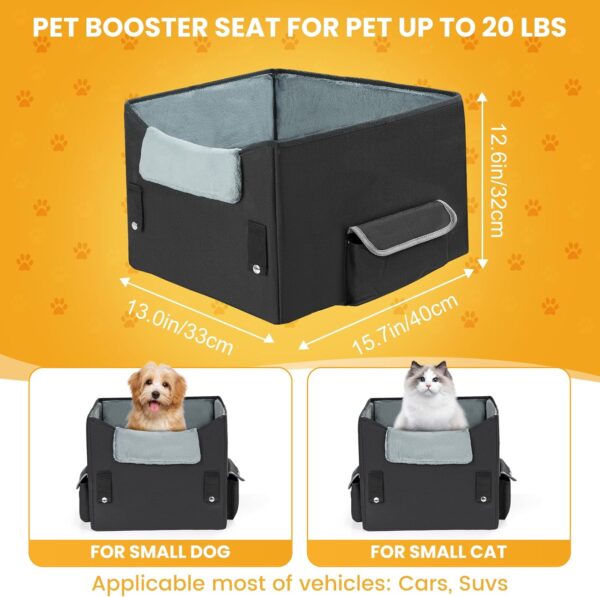 UNICITII Dog Car Seat for Small Dogs, Elevated Dog Booster Seat Pet Travel Carrier for Car with Adjustable Straps Raised Pet Car Booster Seat for Small Dogs Cats - Image 2