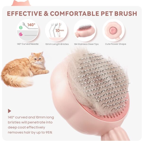 Cat Brush Dog Brush，Baytion Self Cleaning Pet Grooming Brush for Short or Long Haired Cats Puppy Kitten Massage to Remove Loose Undercoat, Mats, Tangled Hair and Shed Fur - Image 2