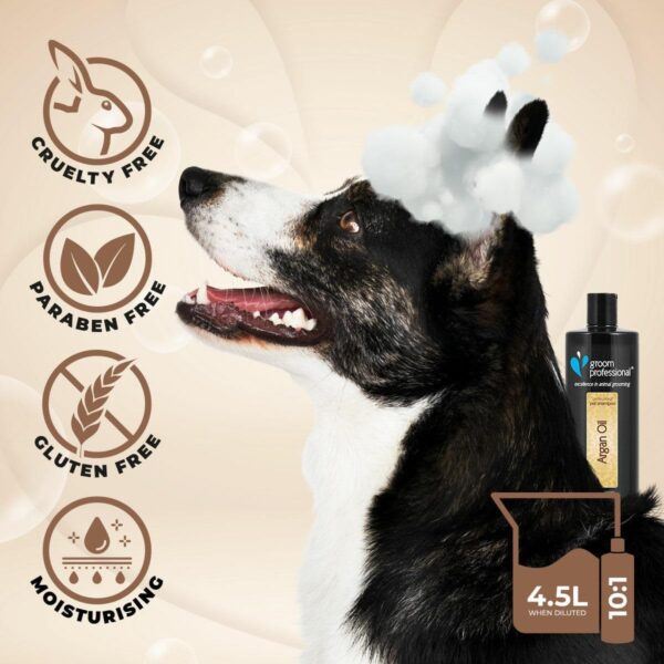 GROOM PROFESSIONAL Argan Oil Dog Shampoo - Revitalising Shampoo for Dogs - Dog Shampoo for Damaged Coats - Dog Shampoo for Dry Itchy Skin - Perfect for Dry & Damaged Coats, 1 Litre - Image 4