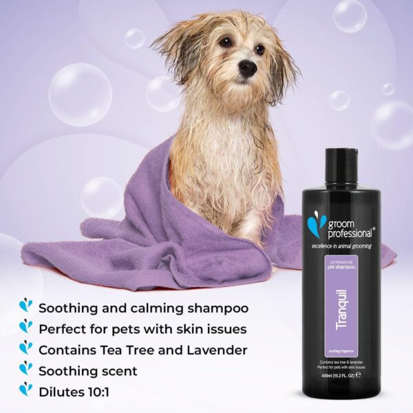 GROOM PROFESSIONAL Tranquil Dog Shampoo - Soothing Dog Shampoo for Sensitive Skin - Soothes and Heals Itchy Skin - Relieves Skin Irritations - Perfect for Pets with Skin Issues, 450ml - Image 3