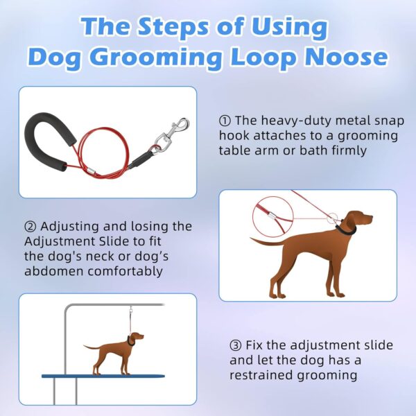 8 Pcs Dog Grooming Loop Noose, Dog Grooming Restraint Loop Grooming Loops for Dogs Groomers Long Noose for Grooming Pet Grooming Table Dog Bath Tub Pet Bathtub Medium Large Small Dog Bathing Station - Image 6