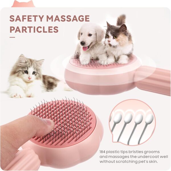 Cat Brush Dog Brush，Baytion Self Cleaning Pet Grooming Brush for Short or Long Haired Cats Puppy Kitten Massage to Remove Loose Undercoat, Mats, Tangled Hair and Shed Fur - Image 5