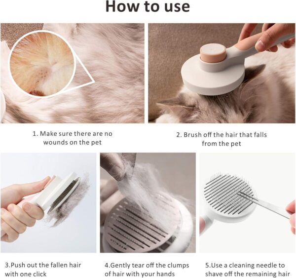 Baytion Pet Grooming Brush, Cats Dogs Brushes for Long Haired & Short Hair, Supple Stainless Steel Bristles Quick Cleaning of the Brush to Remove Tangles Dead Undercoat and Dirt - Image 8