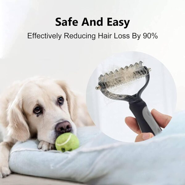 LAADI Deshedding Tool & Pet Grooming Brush for Dogs, Cat, Black - Dog Dematting tool, Groomi Tool for Dogs Cats,Dog Rake for Grooming,Dog Deshedding Brush,Dog Grooming Comb Removes Loose Undercoat - Image 9