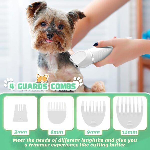 BENTFINE 4 in 1 Dog Grooming Kit, Cordless Dog Clippers for Grooming, Low Noise Paw Trimmer Electric, Cat Hair Clippers Kit with Nail Grinder,Rechargeable Pet Hair Shaver for Small & Large Dog Cat Pet - Image 6