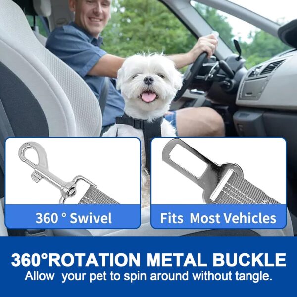 Headrest Dog Car Seat Belt, Adjustable With Elastic Bungee Buffer Durable Headrest Pet Seat Belt, Dog Car Harness With Anti-Shock Bungee, For Any Cars Vehicle Travel Accessories For Pets Cats Dogs - Image 4