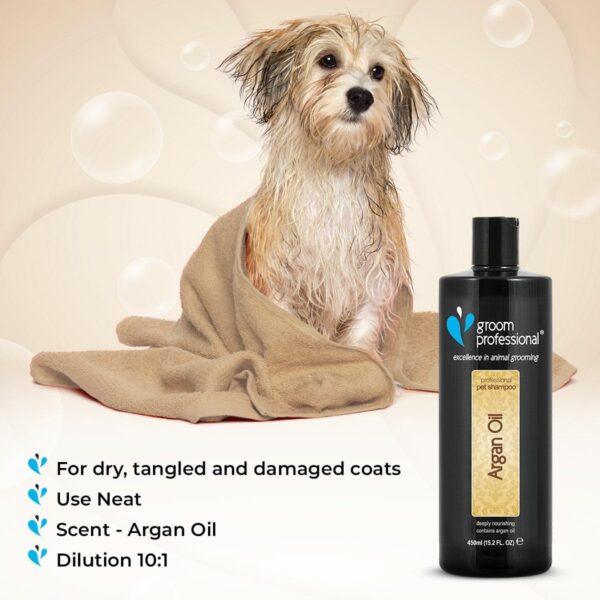 GROOM PROFESSIONAL Argan Oil Dog Shampoo - Revitalising Shampoo for Dogs - Dog Shampoo for Damaged Coats - Dog Shampoo for Dry Itchy Skin - Perfect for Dry & Damaged Coats, 1 Litre - Image 3