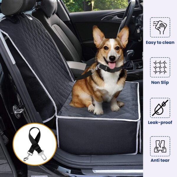 ADOV Dog Car Seat Cover, Waterproof Scratch Proof Nonslip Back Seat Cover, Heavy Duty Pet Travel Hammock With Seat Belt, Soft Padded Seat Protector Mat Fits Most Cars Trucks SUVs (Single Seat) - Image 2