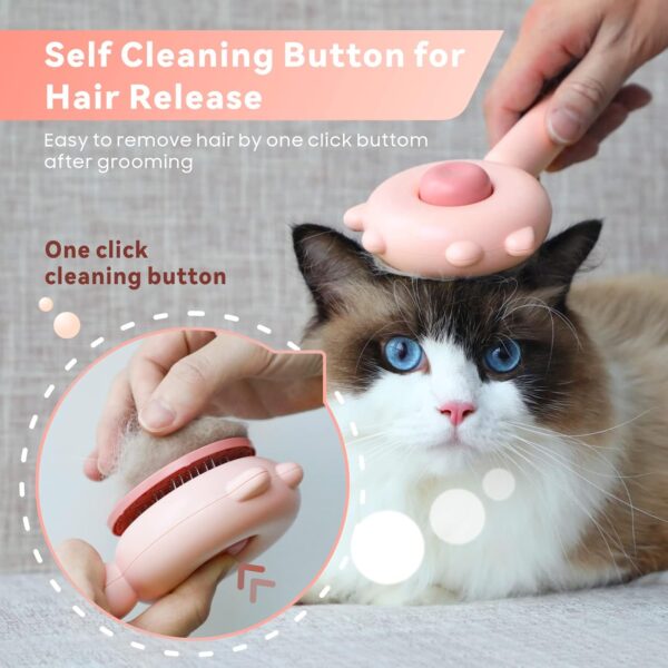 Cat Brush Dog Brush for Grooming, Baytion Self Cleaning Slicker Pet Brush for Short or Long Haired Cats Puppy Kitten Massage to Remove Loose Undercoat, Mats, Tangled Hair and Shed Fur - Image 2