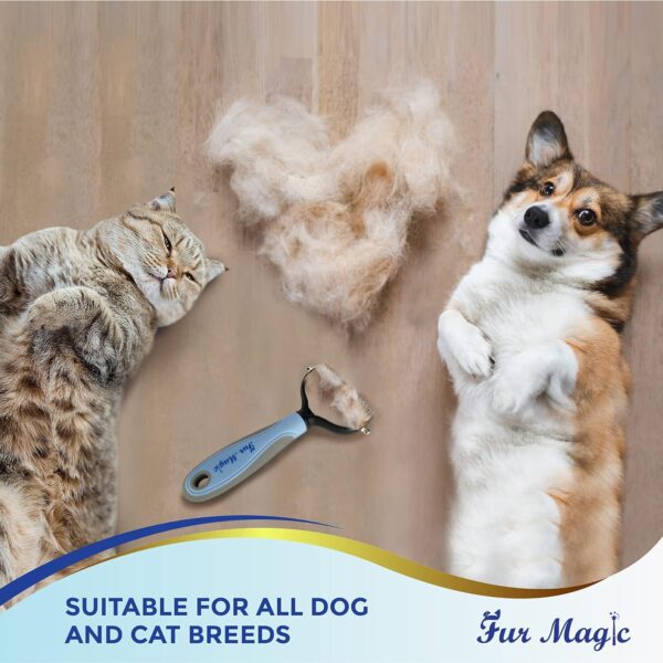 Fur Magic Dematting Comb for Dog & Cat – Pet Deshedding Tool for Removing Loose Undercoat, Knots, Mats – Dog Brush for Grooming – Dual Sided Undercoat Rake - Image 5