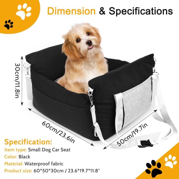 Petyoung Dog Car Seat for Small Medium Dog, Water-Resistant Dog Booster Seat Dog Bed with Safety Leash for Car, Small Pets Travel Carrier Bag with with Removable Mat - Image 2