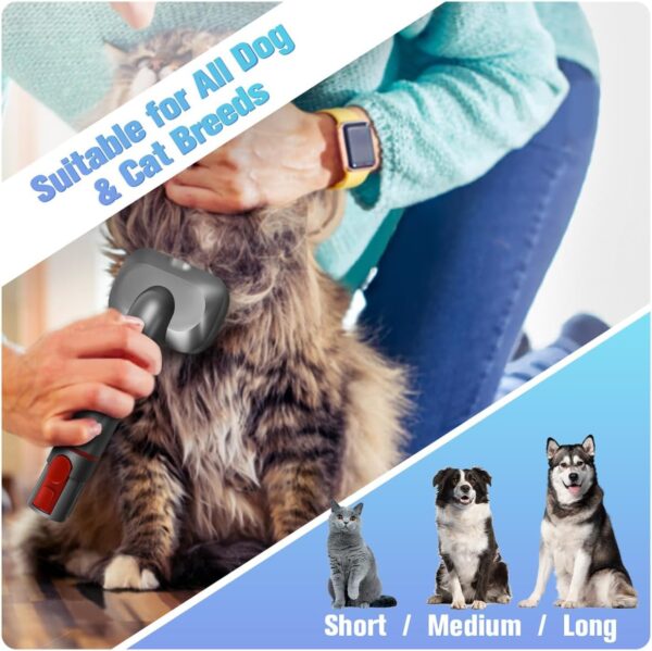 MOPEI 3-in-1 Dog Hair Vacuum Brush for Grooming Shedding and Dematting, Pet Hair Remover Brush Compatible with Dyson V7 V8 V10 V11 V12 V15 Vacuum Cleaner - Image 5