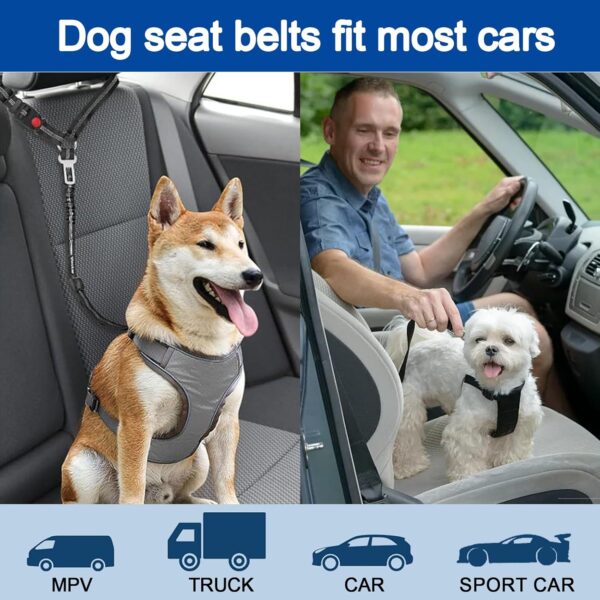 Headrest Dog Car Seat Belt, Adjustable With Elastic Bungee Buffer Durable Headrest Pet Seat Belt, Dog Car Harness With Anti-Shock Bungee, For Any Cars Vehicle Travel Accessories For Pets Cats Dogs - Image 6