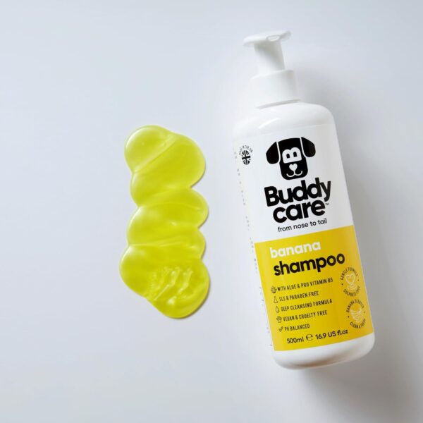 Banana Dog Shampoo by Buddycare | Deep Cleansing Shampoo for Dogs | Banana Scented | With Aloe Vera and Pro Vitamin B5 (500ml) - Image 4