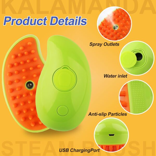 Cat Steam Brush, 3 in 1 Cat Steamy Brush Cleanser, Silicone Massage Grooming Brush, Pet Hair Cleaning Brush Comb for Cats Dogs(Mango Green) - Image 5