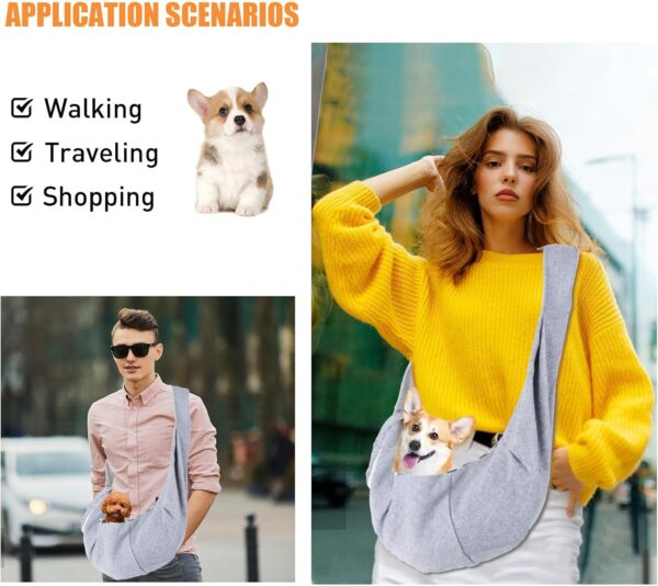 Puppy Sling Dog Carriers, Puppy Sling Dog Sling, Hands-free Sling Pet Dog Cat Bag for Walking Subway Travel Outdoor - Image 6