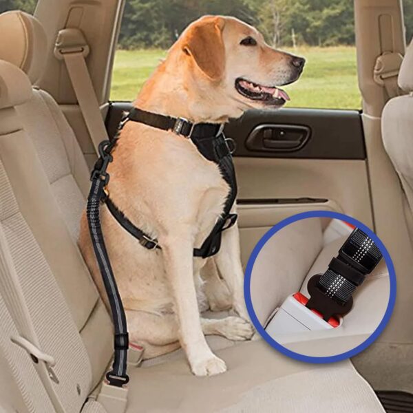 Dog Car Seat Belt, Black Dog Seat Belts for Cars UK - Safety Harness for Dogs - Adjustable Seatbelt Clip Lead - Secure Travel Restraint for Pets - Image 7