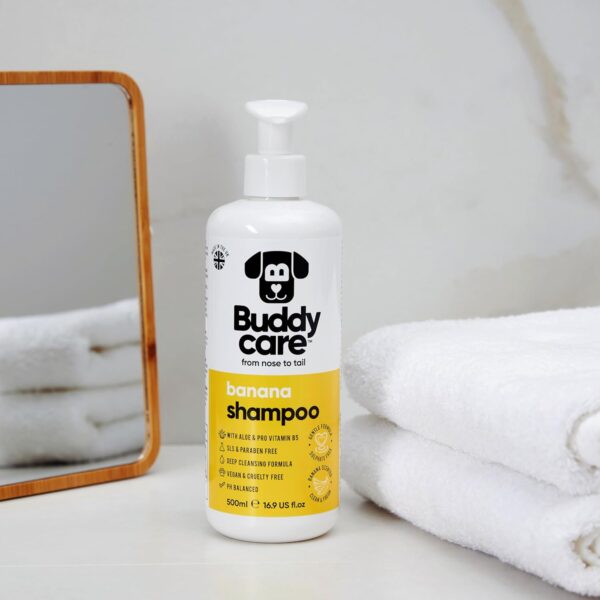 Banana Dog Shampoo by Buddycare | Deep Cleansing Shampoo for Dogs | Banana Scented | With Aloe Vera and Pro Vitamin B5 (500ml) - Image 2