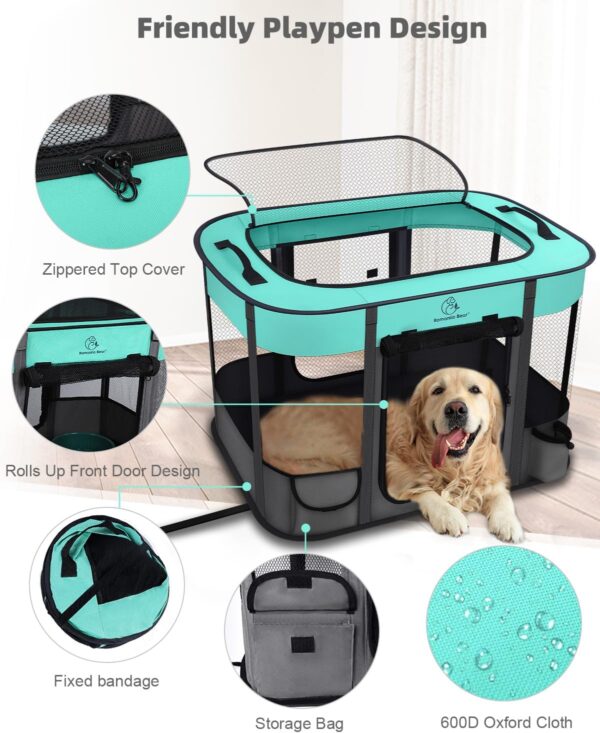 Foldable Pet Playpen,Cat Dog Playpen,Portable Dog Cage soft Portable Exercise Kennel Tent,Puppy Pen Indoors/Outdoors Pet Tent Fence (M(80 * 60 * 55cm)) - Image 4