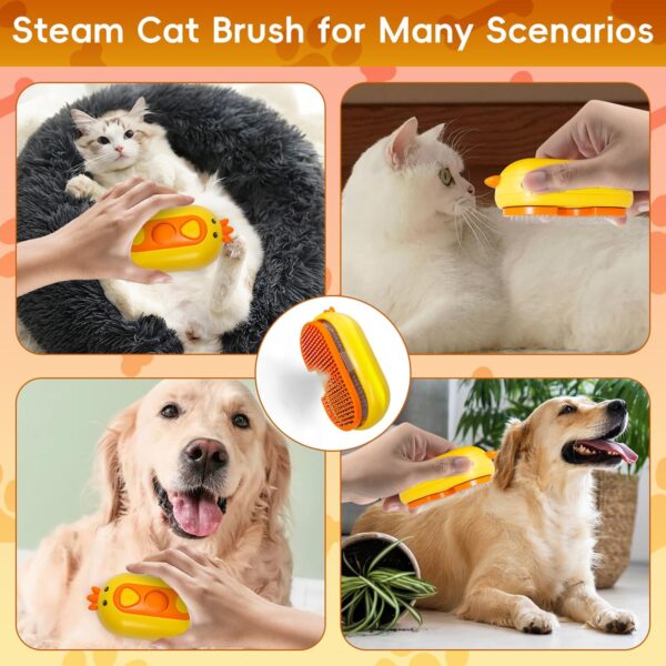 QSMYUYE Steam Cat Brush, 3 In 1 Steam Cat Grooming Brush Self Cleaning Steam Brush for Cats, Pet Steam Brush Cat with Spray Massage Hair Removal, Cat Steam Brush for Removing Tangled and Loosse Hair - Image 7