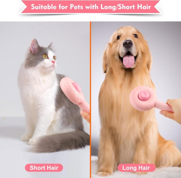 YETEE Cat Grooming Brush, Cat Dog Brush Slicker Cat Grooming Brush Dog Brushes for Shedding, Pet Grooming Tool with Cleaning Button for Cat Dog Shedding Tools Cat dog Brush for Short/Long Haired Cats - Image 4