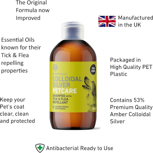 Nature's Greatest Secret Antibacterial Colloidal Silver Petcare Dog Shampoo - Now With Tick & Flea Repellent 250ml - Image 3